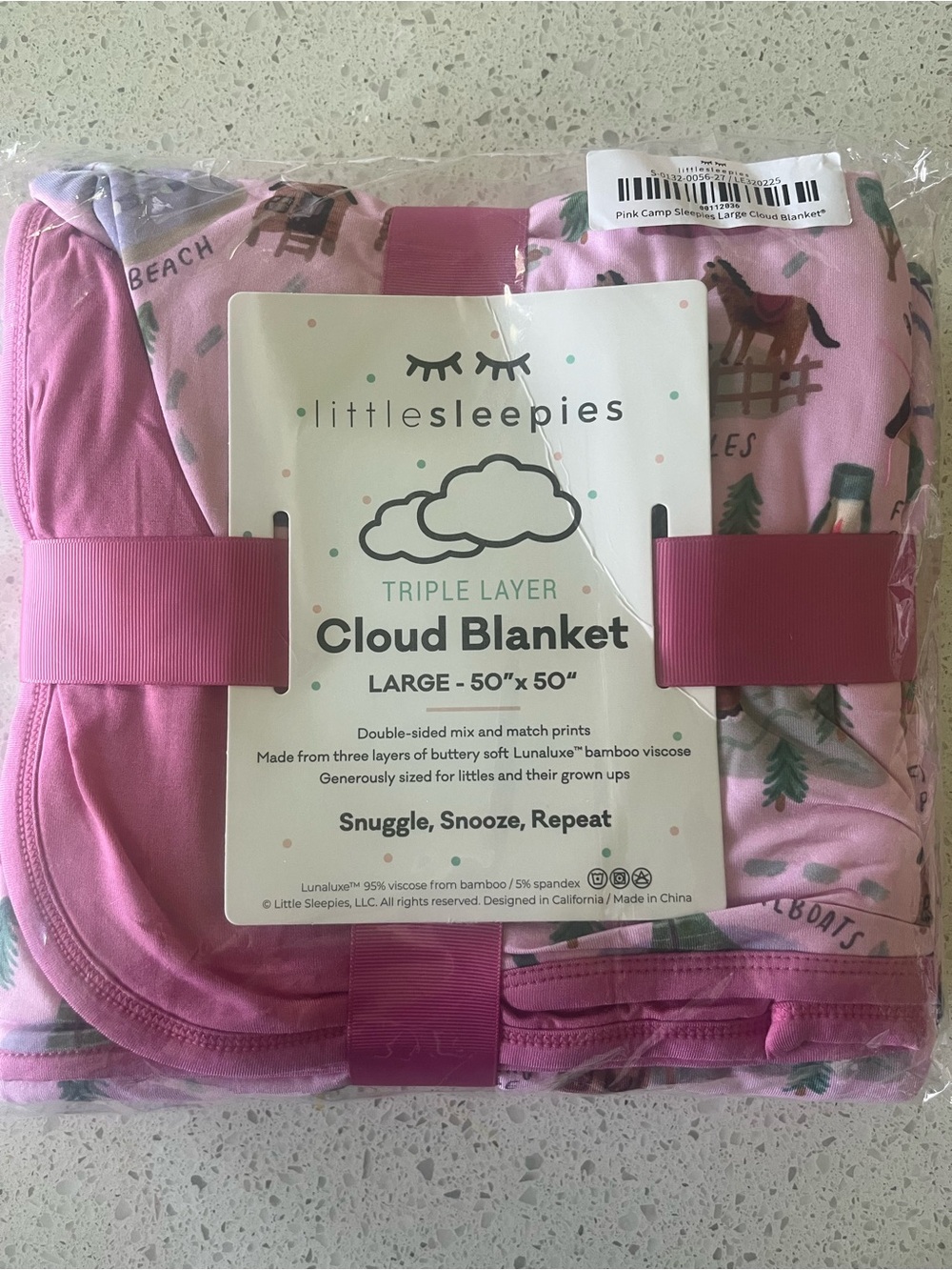Little Sleepies Pink Cloud Blanket Pink Camp Print